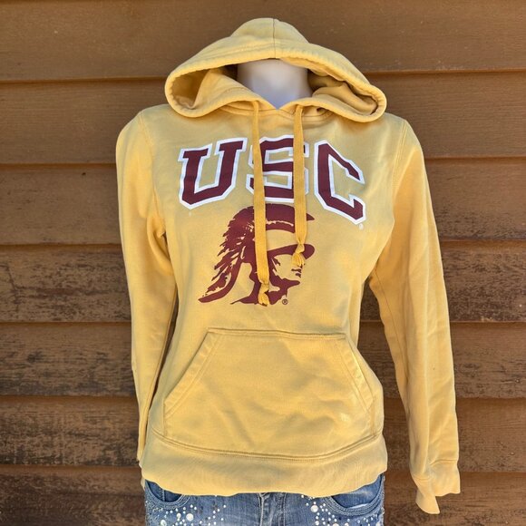Jones & Mitchell Womens Yellow USC Hoodie With Trojan Logo Medium Cotton Blend - Picture 1 of 11